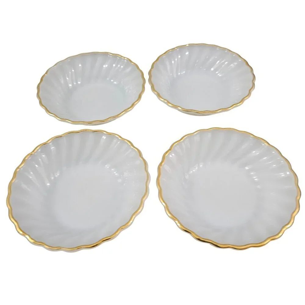Anchor Hocking Fire King Milk Glass Custard Dessert Appetizer Bowls – Set of 4